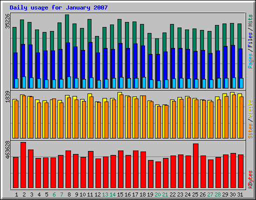 Daily usage for January 2007